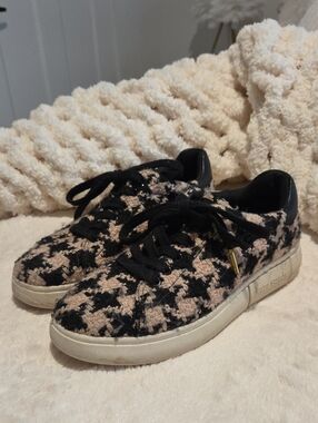 kate spade black and blush houndstooth tweed sneakers